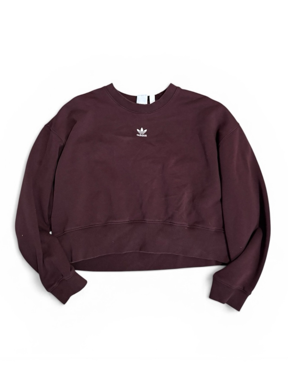 adidas Women's Dark Burgundy Cropped Crew Sweatshirt